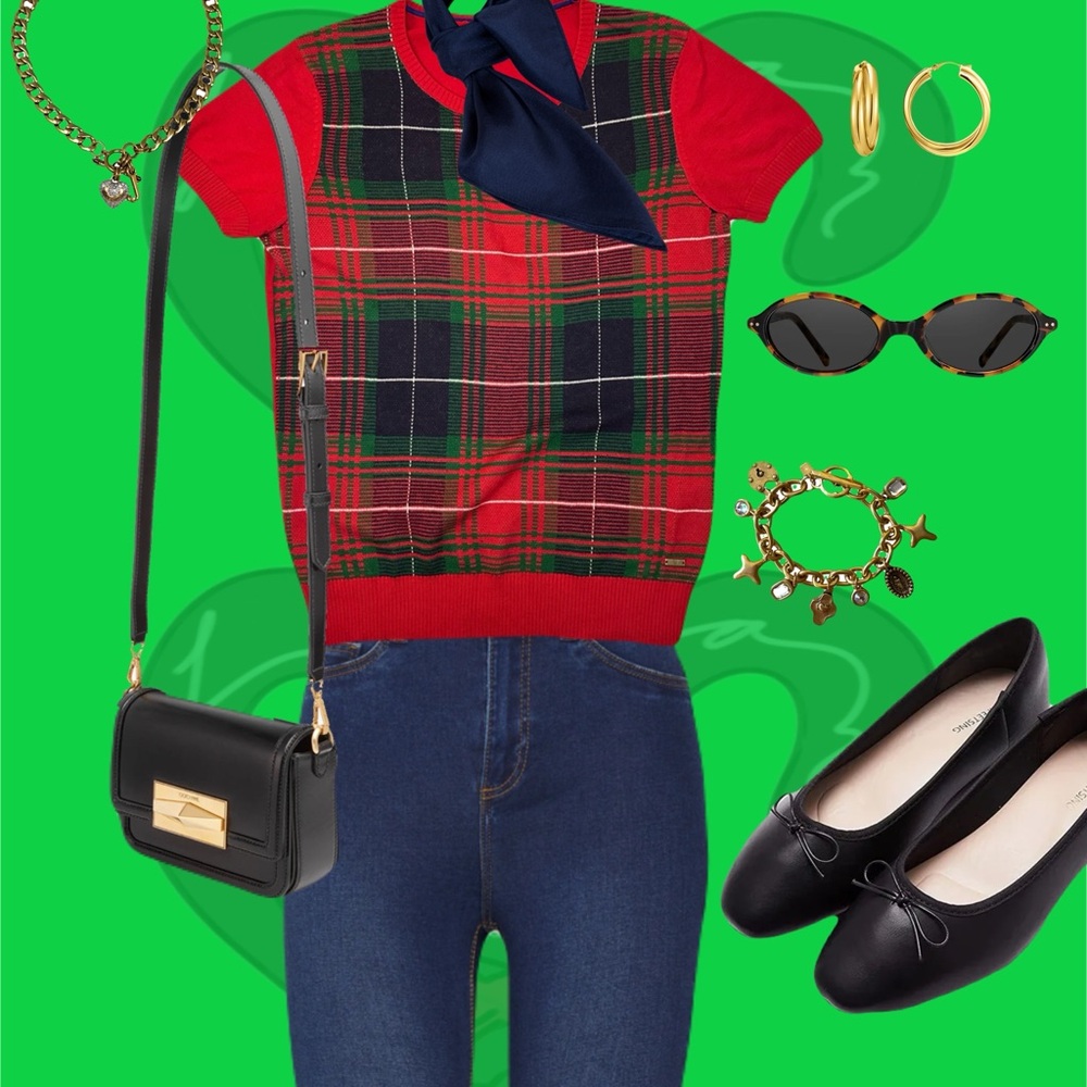 Tommy Hilfiger Plaid Knit T-Shirt – Size Small